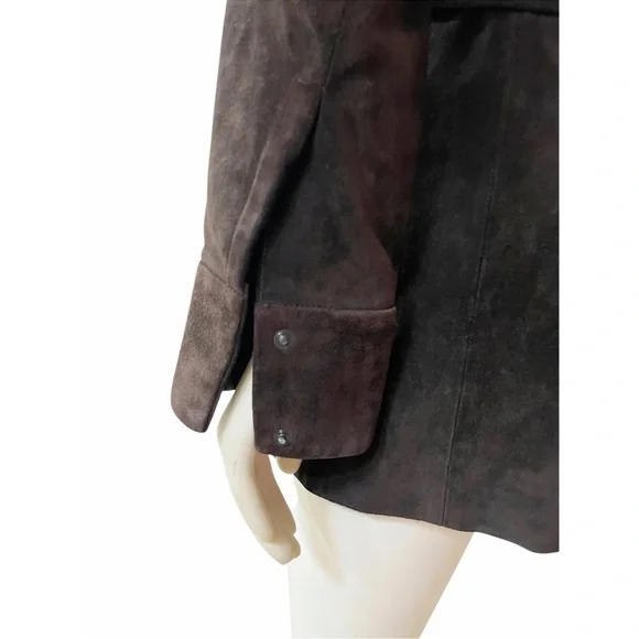 Vintage Banana Republic Women Large Brown Genuine Suede Leather Coat Jacket - Picture 4 of 16